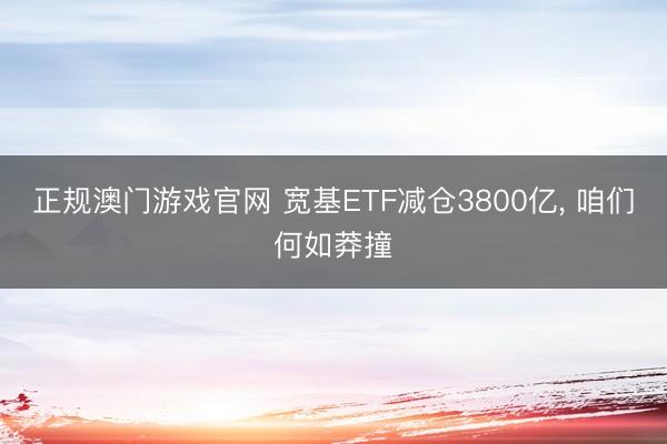 正规澳门游戏官网 宽基ETF减仓3800亿, 咱们何如莽撞