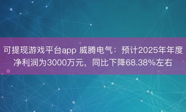 可提现游戏平台app 威腾电气:预计2025年年度净利润为3000万元,同比下降68.38%左右