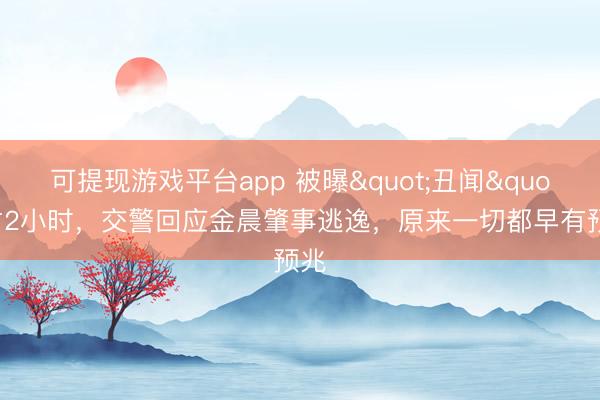 可提现游戏平台app 被曝"丑闻"才2小时，交警回应金晨肇事逃逸，原来一切都早有预兆