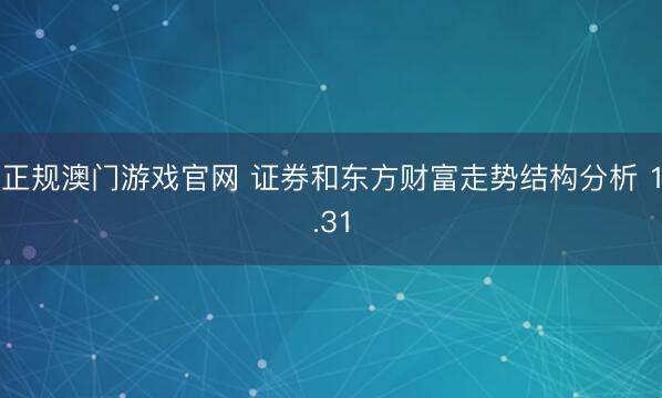 正规澳门游戏官网 证券和东方财富走势结构分析 1.31