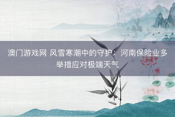 澳门游戏网 风雪寒潮中的守护:河南保险业多举措应对极端天气