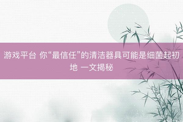 游戏平台 你“最信任”的清洁器具可能是细菌起初地 一文揭秘