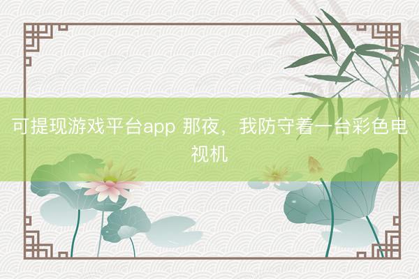 可提现游戏平台app 那夜，我防守着一台彩色电视机