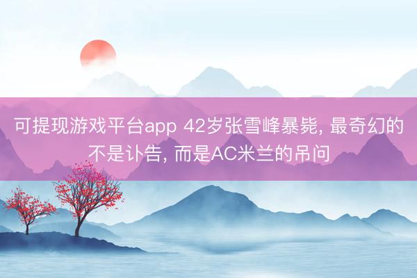 可提现游戏平台app 42岁张雪峰暴毙， 最奇幻的不是讣告， 而是AC米兰的吊问
