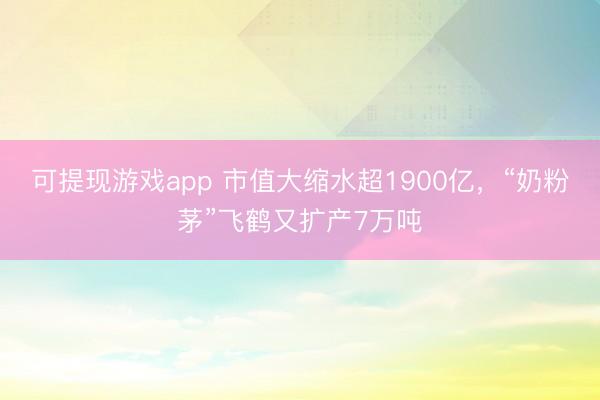 可提现游戏app 市值大缩水超1900亿,“奶粉茅”飞鹤又扩产7万吨