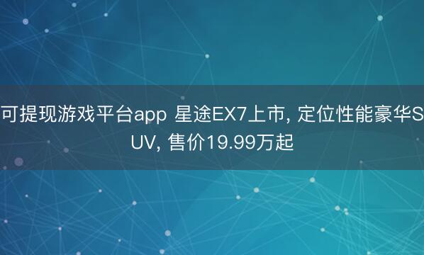 可提现游戏平台app 星途EX7上市， 定位性能豪华SUV， 售价19.99万起