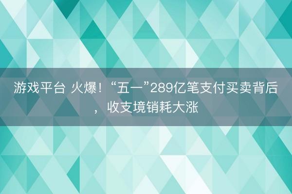游戏平台 火爆！“五一”289亿笔支付买卖背后，收支境销耗大涨